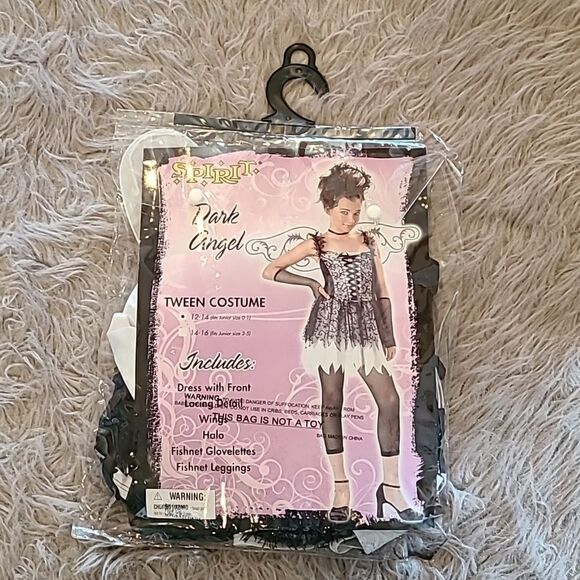 NWT Spirit halloween girls dark angel white‎ and black costume size 12-14 - Picture 1 of 4